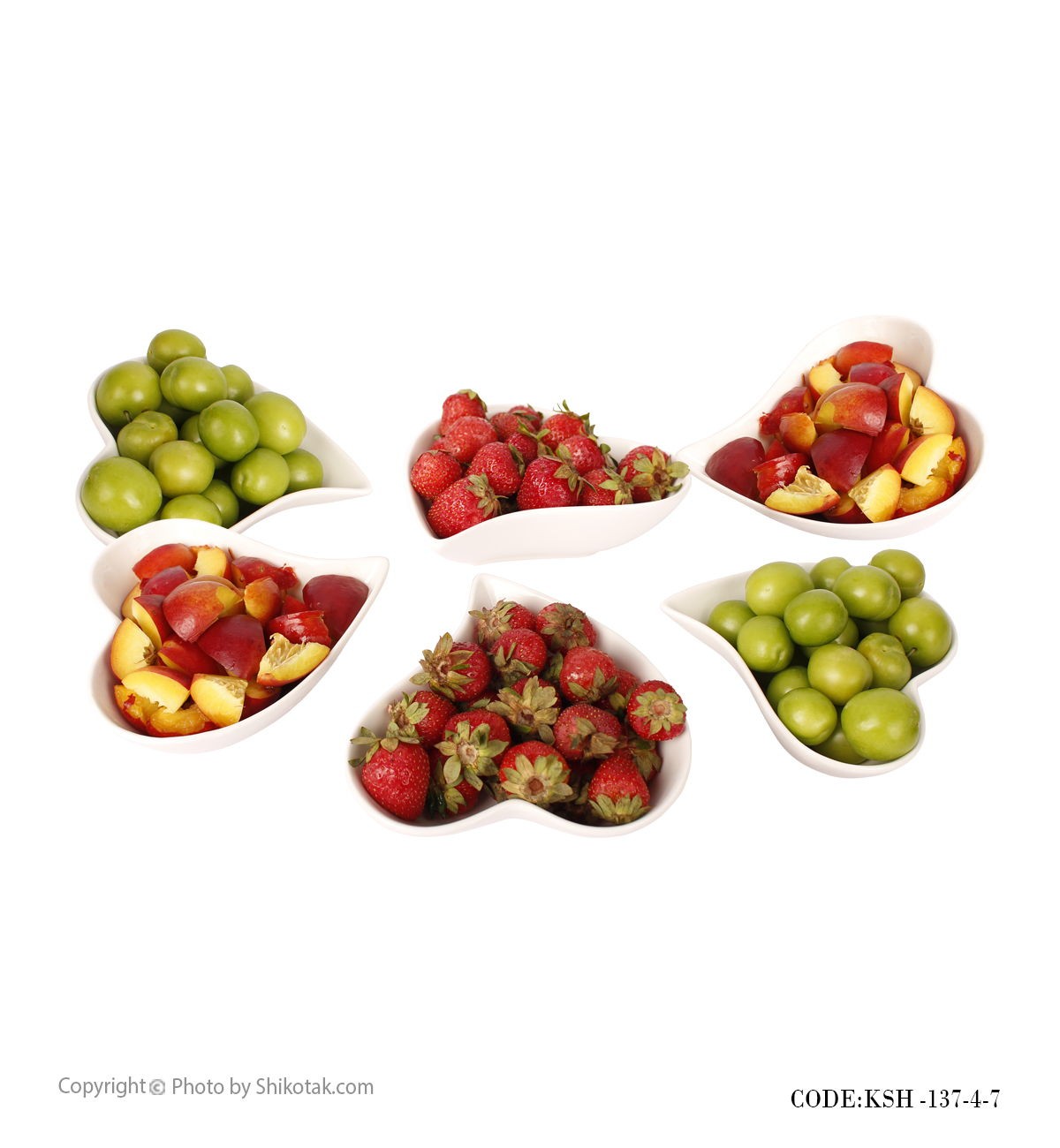 ست آجیل خوری سرامیکی هفت تکه طرح قلب