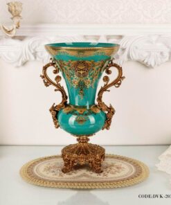 گلدان تزئینی سلطنتی فیروزه ای سری 093