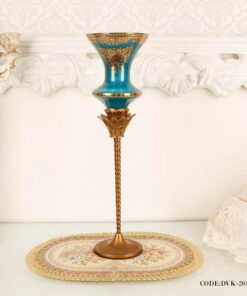 شمعدان سلطنتی آبی فیروزه ای بزرگ سری 010