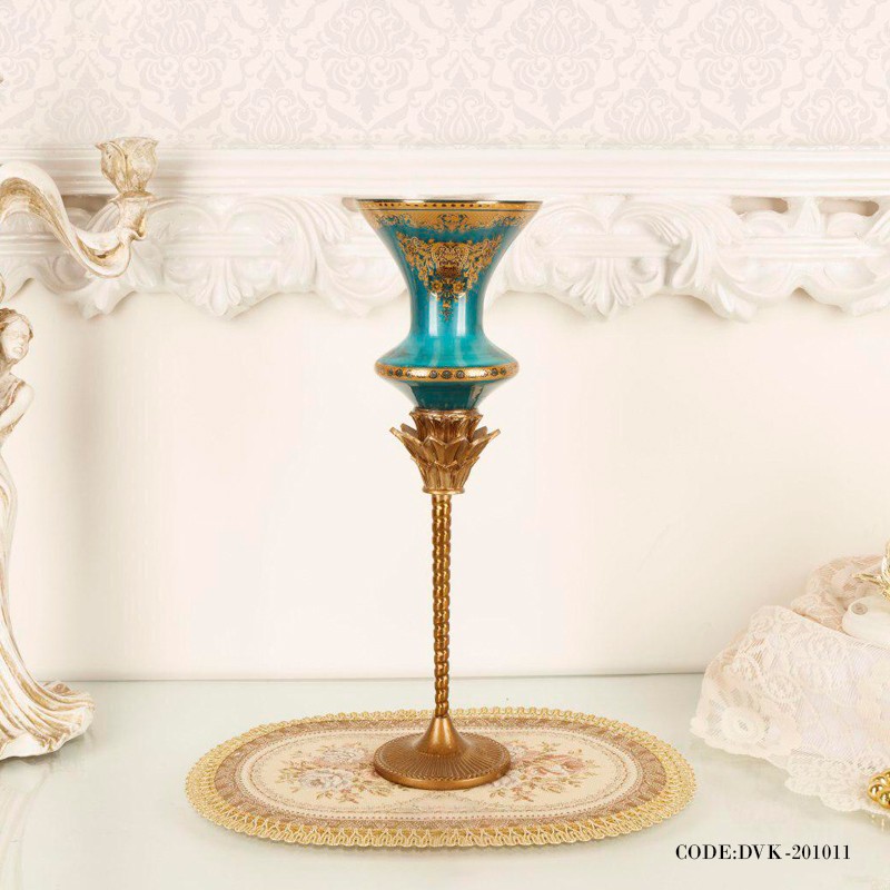 شمعدان سلطنتی آبی فیروزه ای سری 011