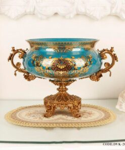 ظروف دکوری پایه دار بزرگ آبی سری 076