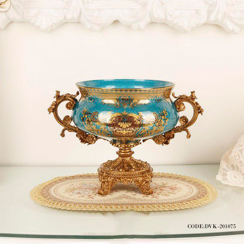 ظروف دکوری پایه دار کوچک آبی سری 075