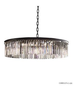 لوستر کریستالی سقفی گرد بدنه مشکی کد 414