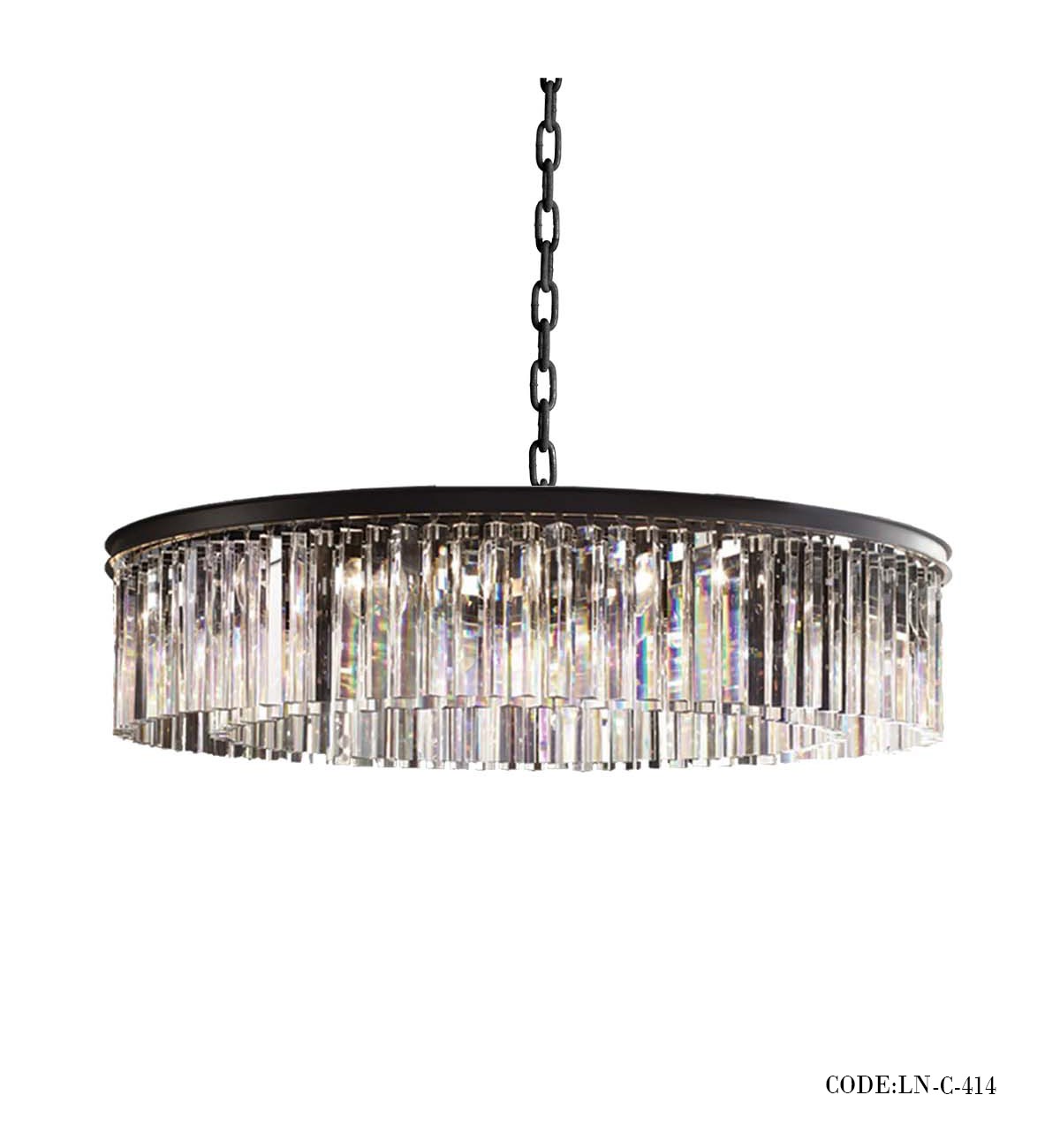 لوستر کریستالی سقفی گرد بدنه مشکی کد 414