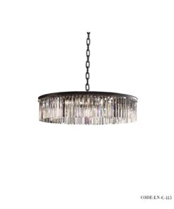 لوسترسقفی کریستالی گرد بدنه مشکی کد 415