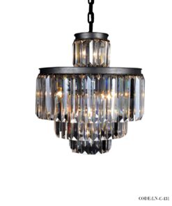 لوسترسقفی کریستالی 4 طبقه بدنه مشکی کد 441