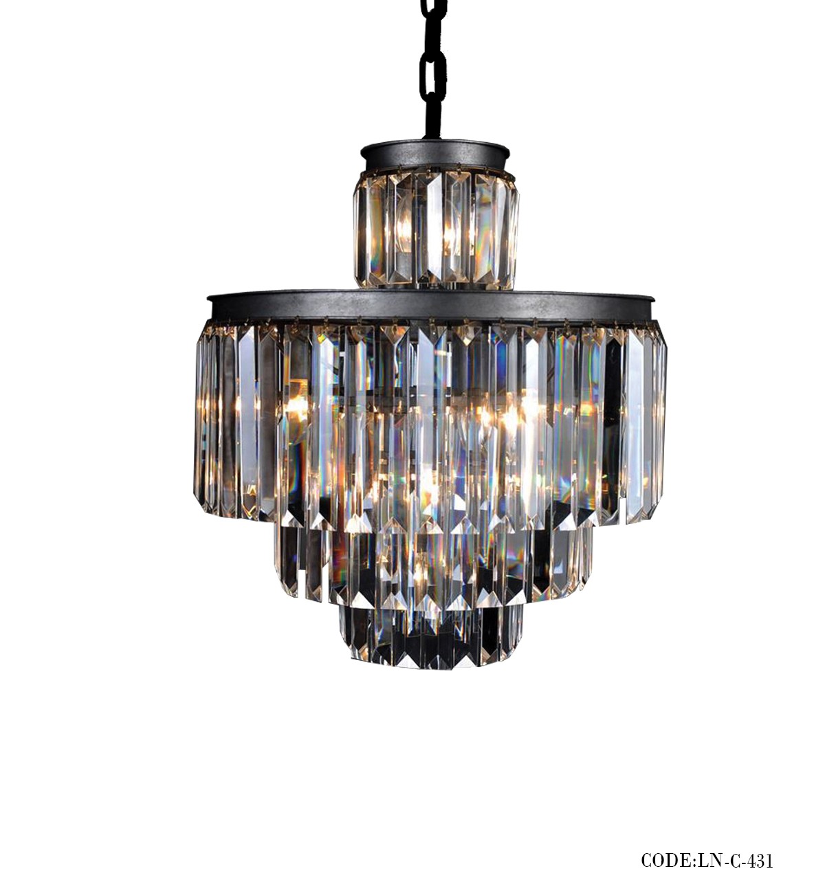 لوسترسقفی کریستالی 4 طبقه بدنه مشکی کد 441