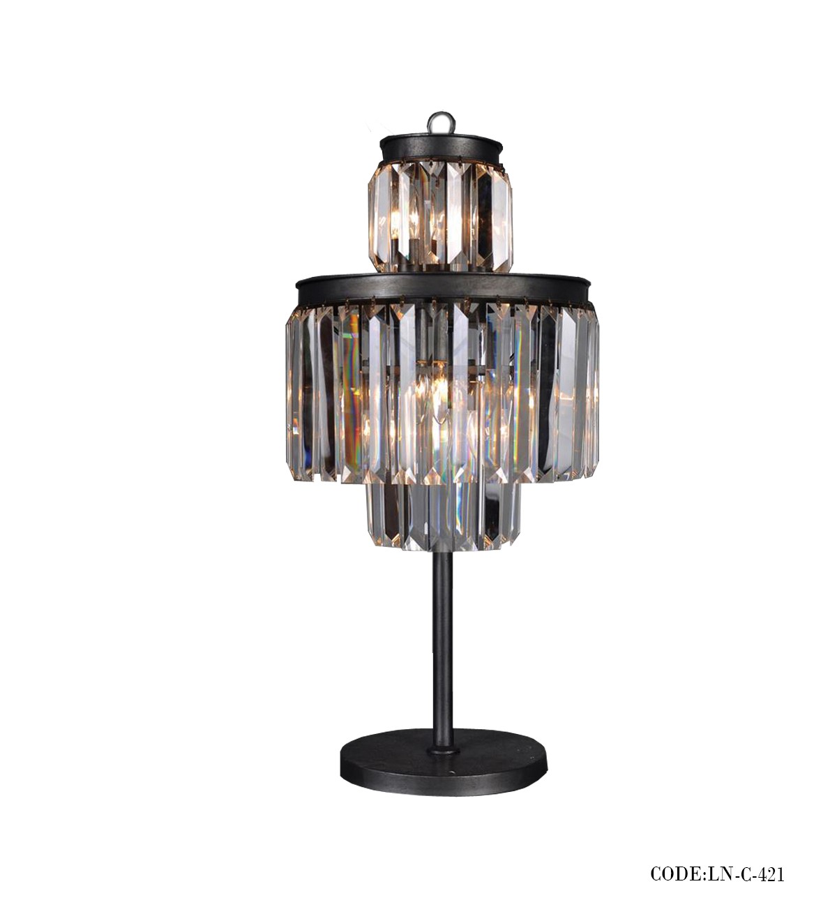 لوستر آباژوری گرد دو لاین بدنه مشکی کد 444