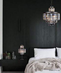 لوستر آباژوری گرد دو لاین بدنه مشکی کد 444