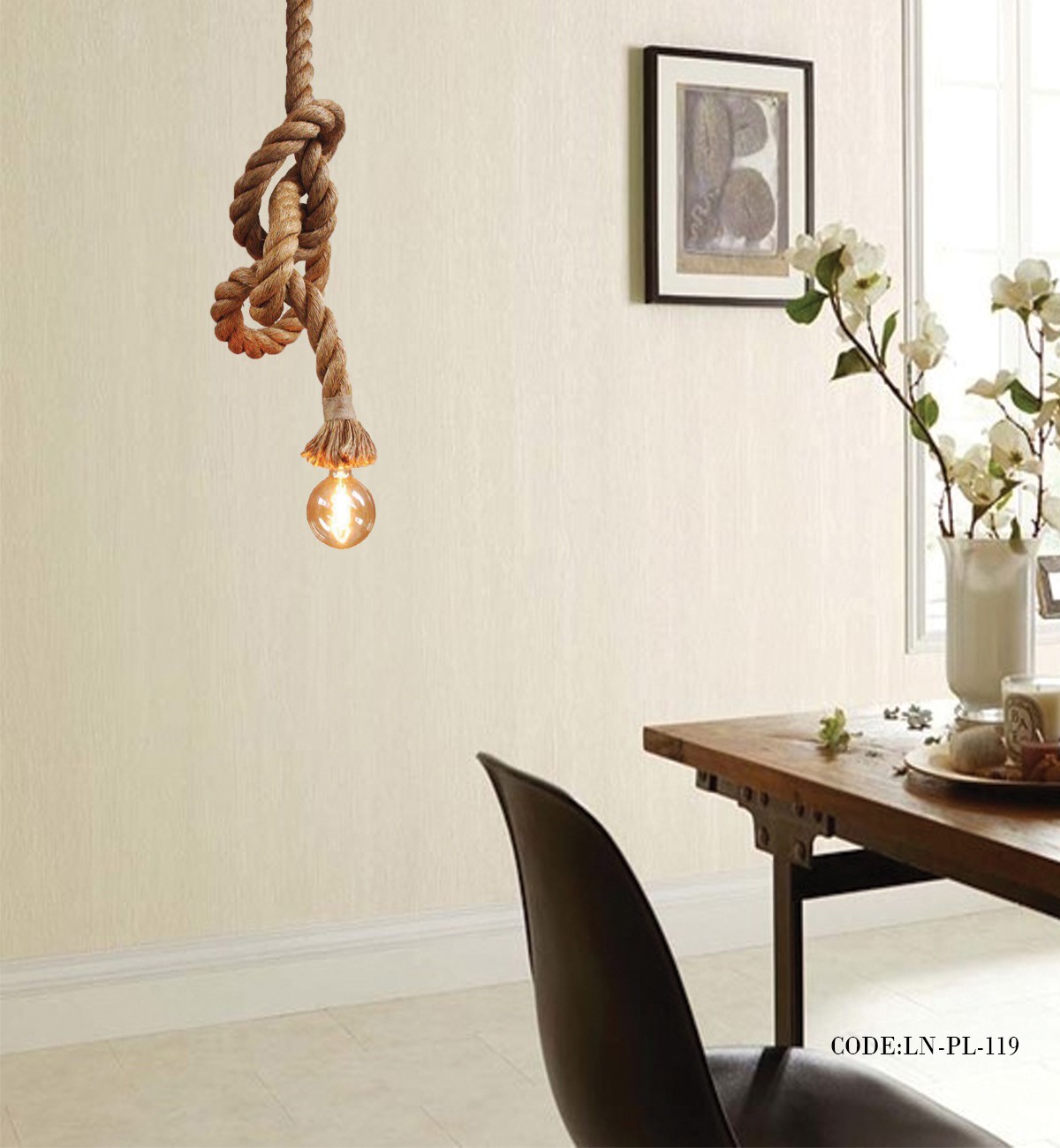 آویز بامبو کنفی تک شعله مدل 119