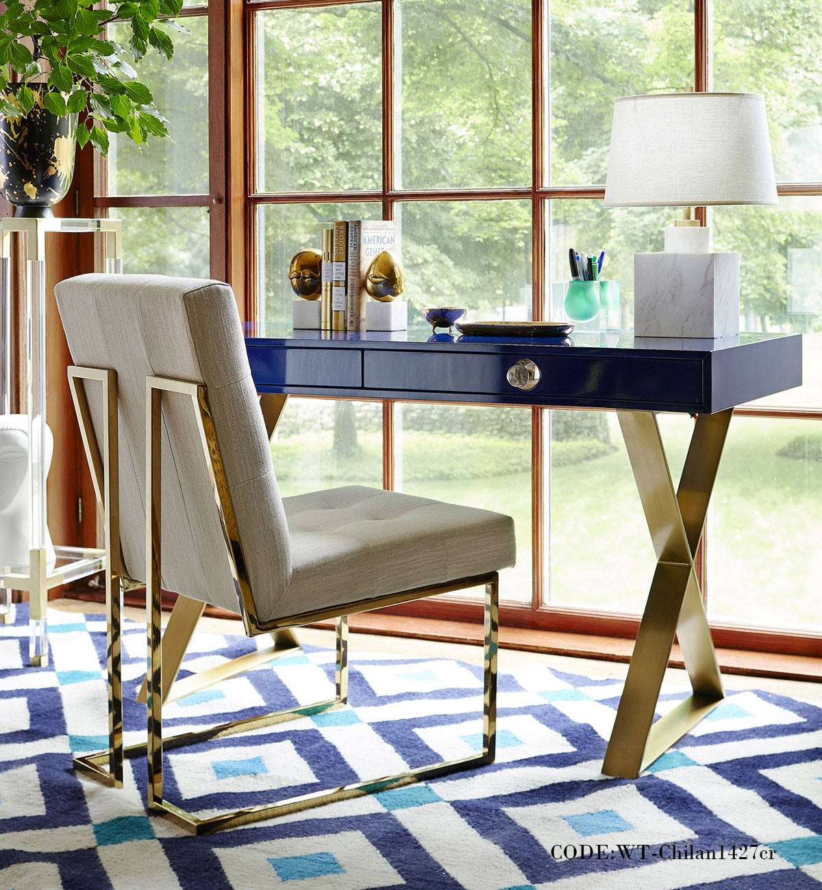 صندلی پایه فلزی ناهارخوری مدل CHILAN کرم