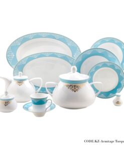 سرویس غذاخوری 108 پارچه آرمیتاژ فیروزه ای سری شهرزاد