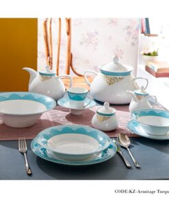 سرویس غذاخوری 108 پارچه آرمیتاژ فیروزه ای سری شهرزاد