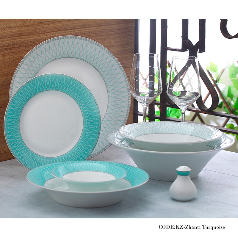 سرویس غذاخوری 108 پارچه ژانتی فیروزه ای سری شهرزاد