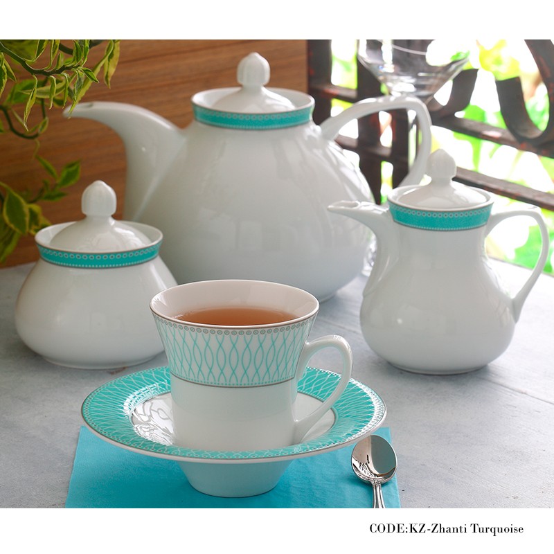 سرویس غذاخوری 108 پارچه ژانتی فیروزه ای سری شهرزاد