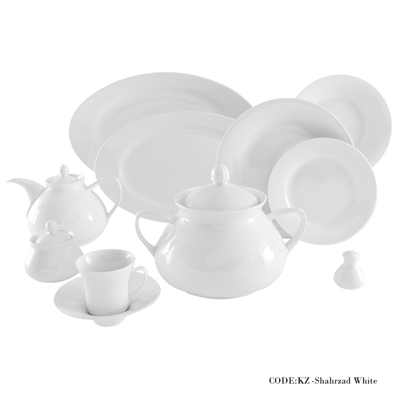 سرویس غذاخوری 108 پارچه سفید سری شهرزاد