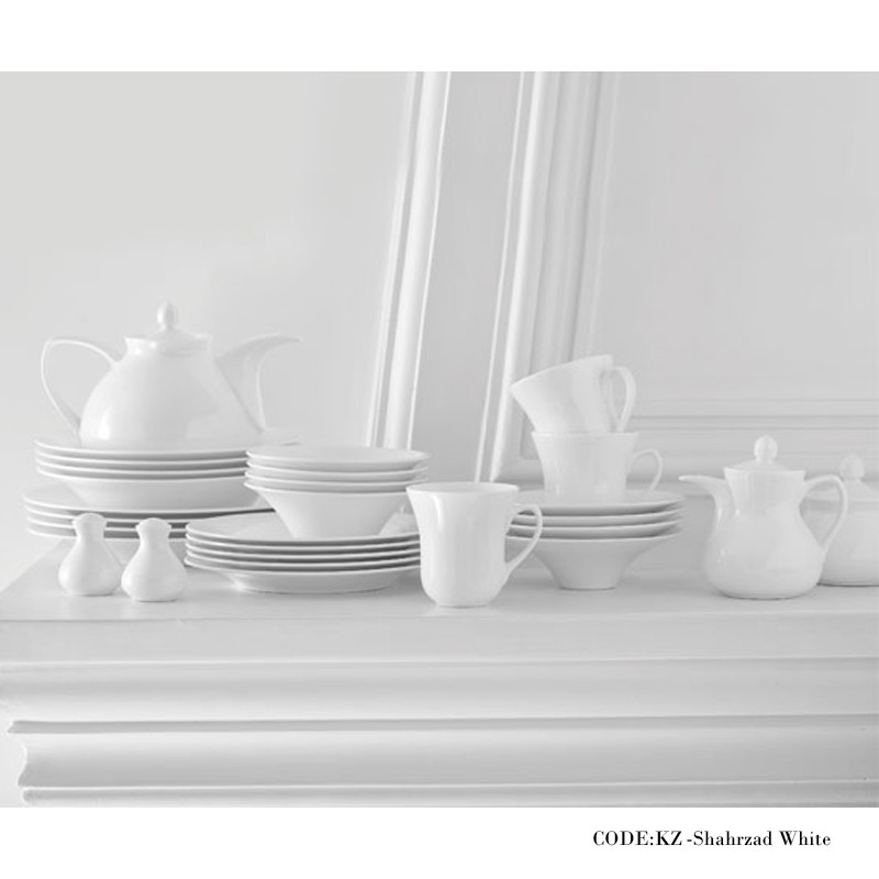 سرویس غذاخوری 108 پارچه سفید سری شهرزاد