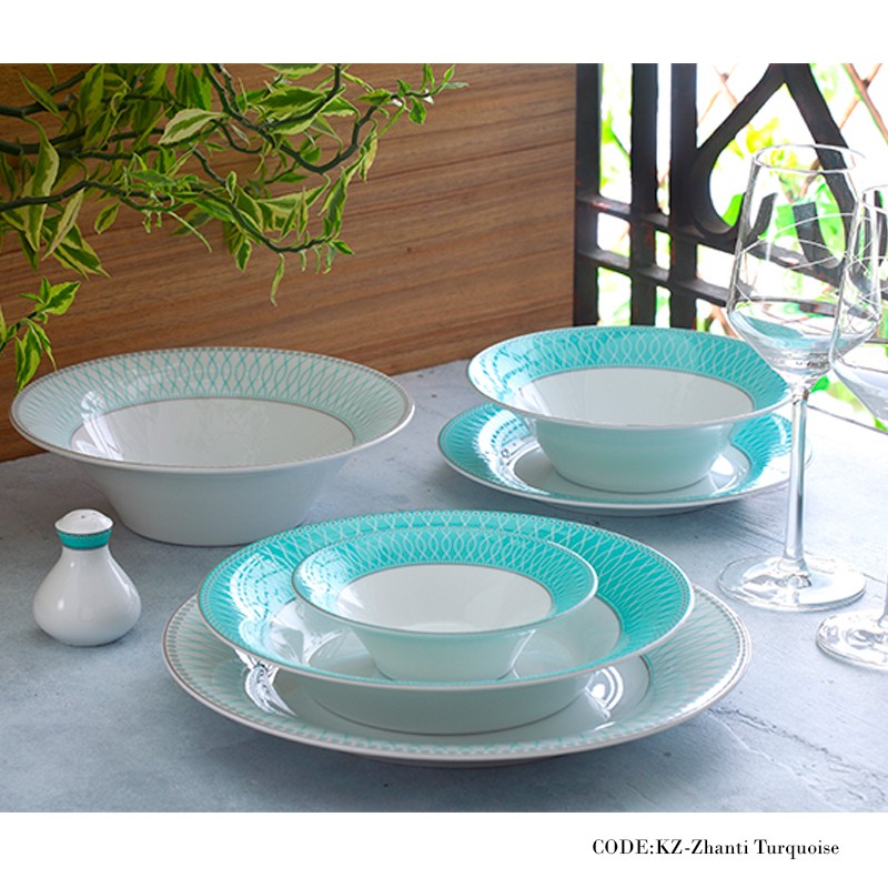 سرویس 35 پارچه غذاخوری ژانتی فیروزه ای سری شهرزاد