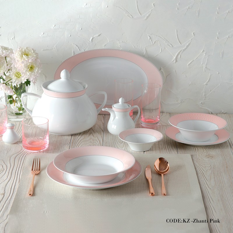 سرویس غذاخوری 108 پارچه ژانتی صورتی سری شهرزاد