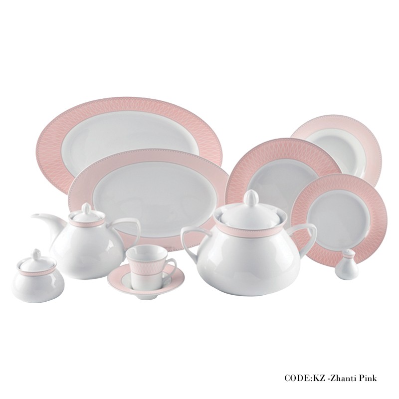 سرویس غذاخوری 108 پارچه ژانتی صورتی سری شهرزاد