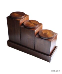 بانکه حبوبات سه عددی چوبی مدل نرگس