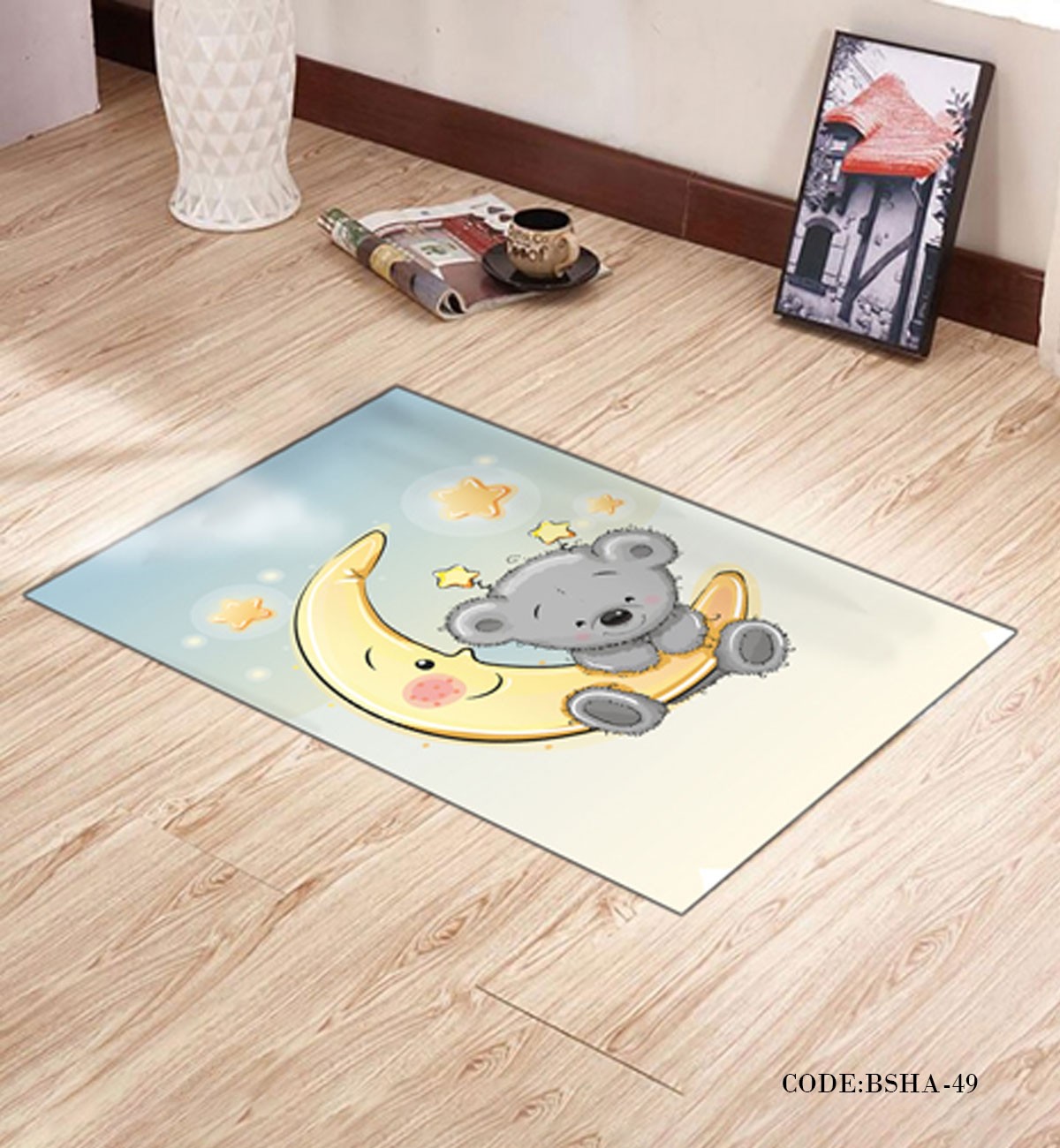فرش و پادری اتاق کودک طرح ماه مدل 49