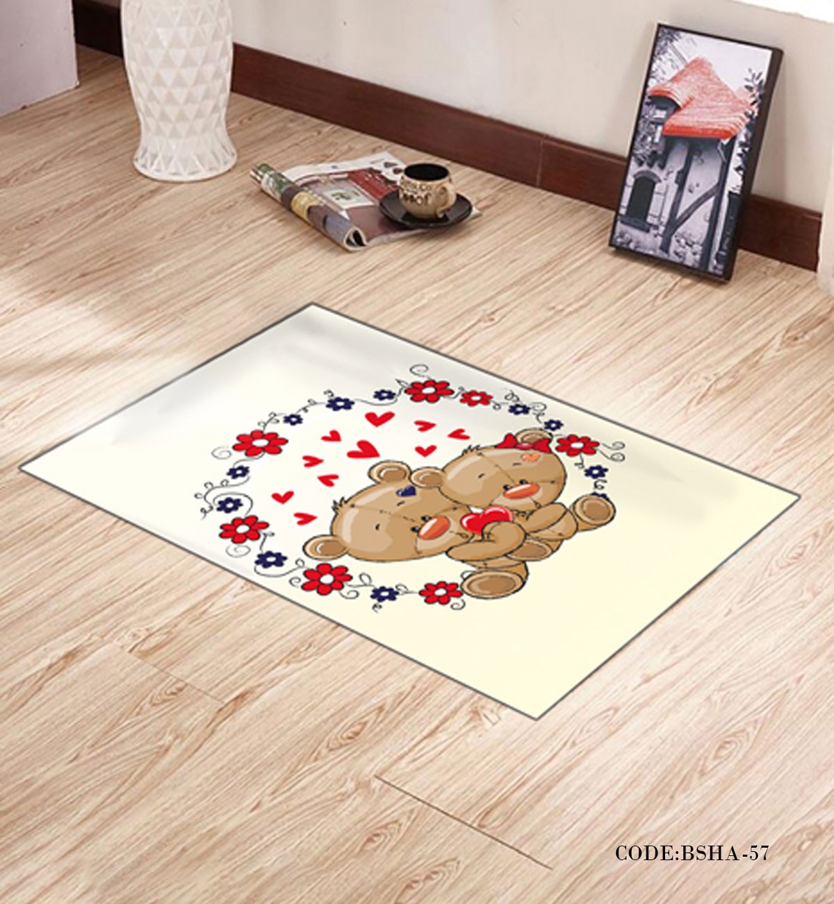 فرش و پادری اتاق کودک طرح LOVELY BEAR مدل 57