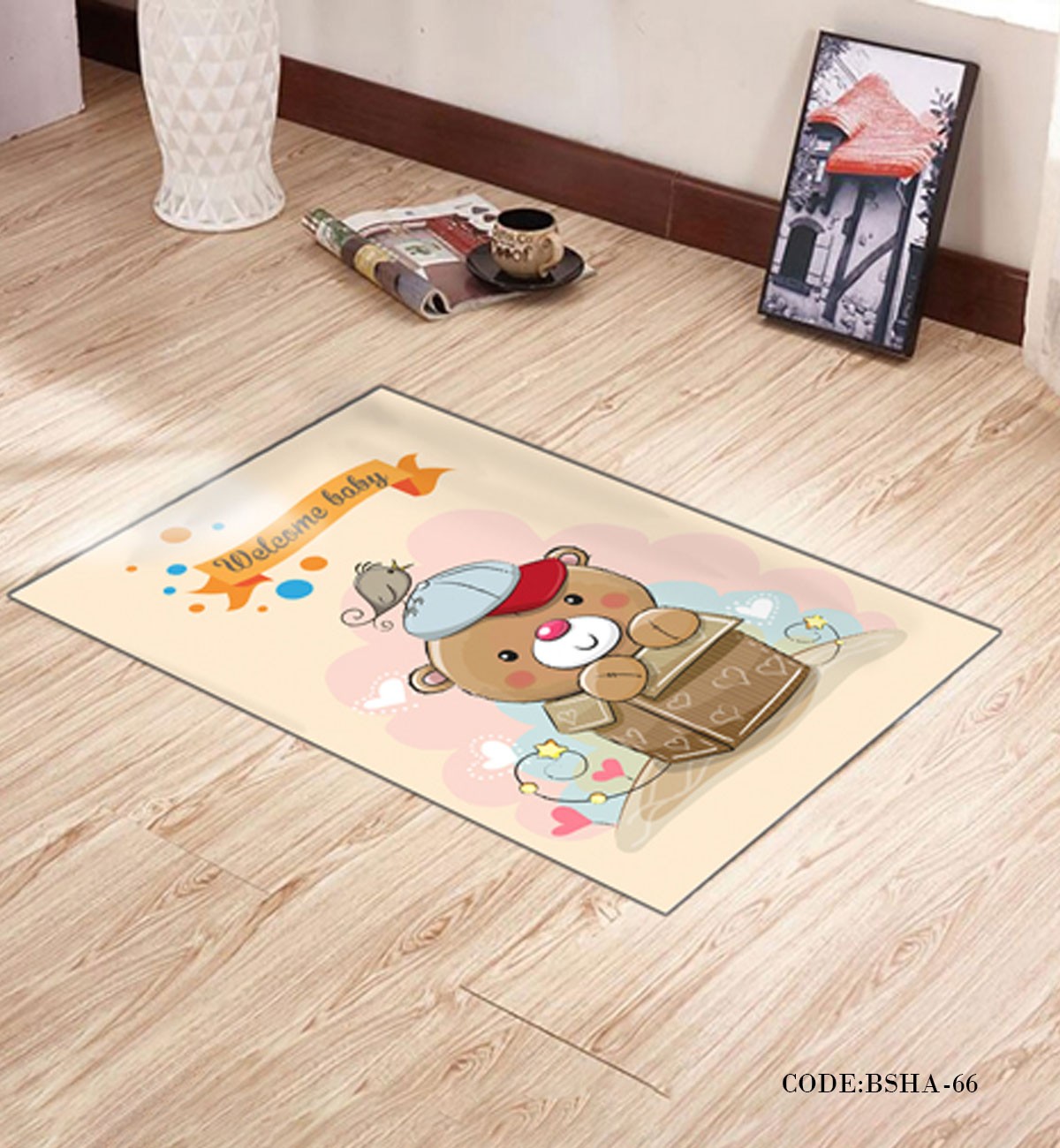 فرش و پادری اتاق کودک طرح HAPPY BEAR مدل 66