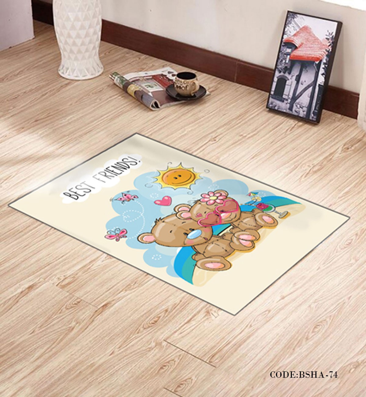 پادری و فرش اتاق کودک طرح خرس های شاد مدل 74