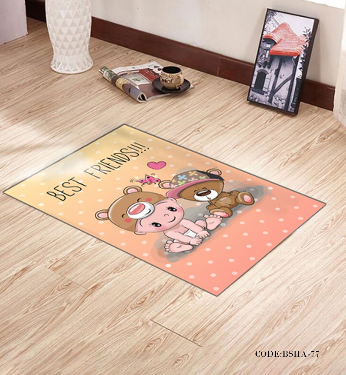 پادری و فرش اتاق کودک طرح BEST FRIENDS مدل 77