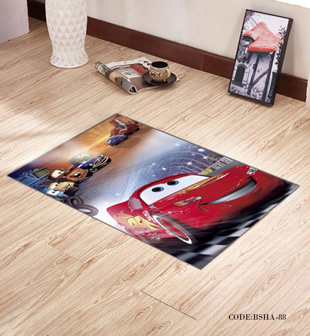 پادری و فرش اتاق کودک طرح مک کویین مدل 88