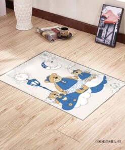 پادری و فرش اتاق کودک طرح خانواده آبی مدل 95
