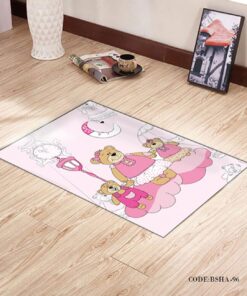 پادری و فرش اتاق کودک طرح خانواده صورتی مدل 96
