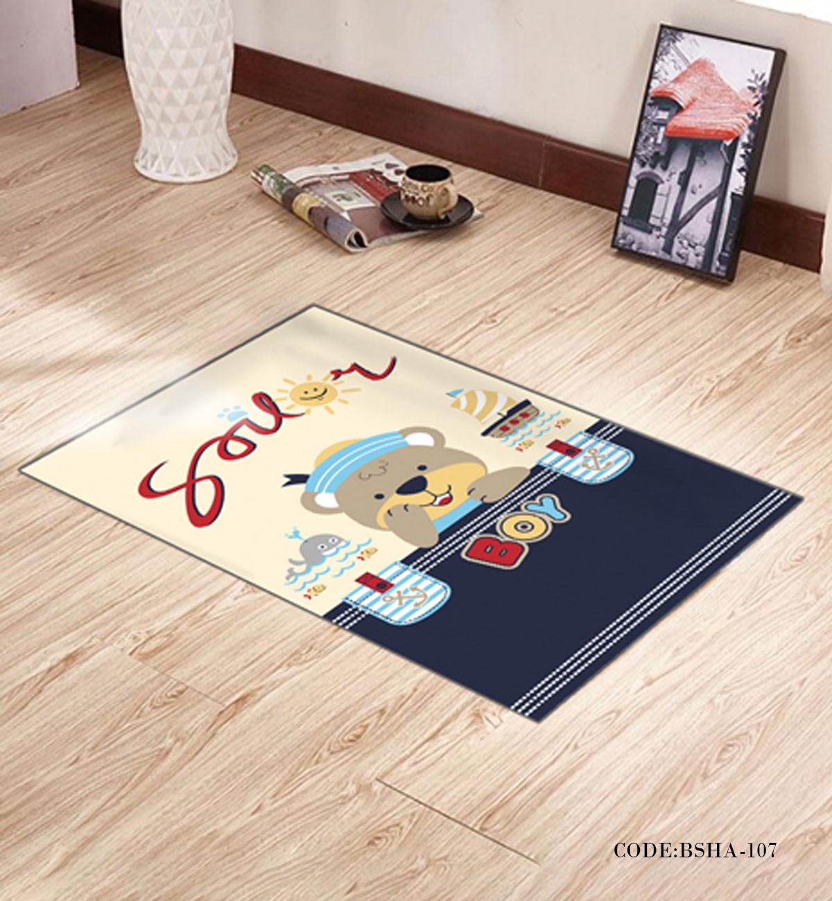 پادری و فرش اتاق کودک طرح BOY مدل 107