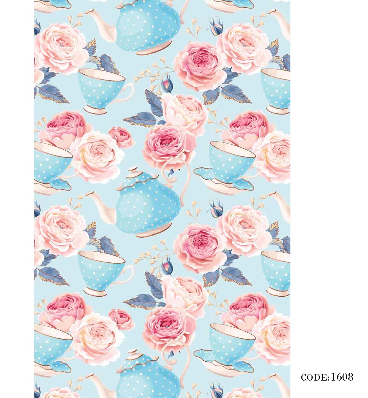 پرده زبرا آشپزخانه طرح قوری مدل 1608