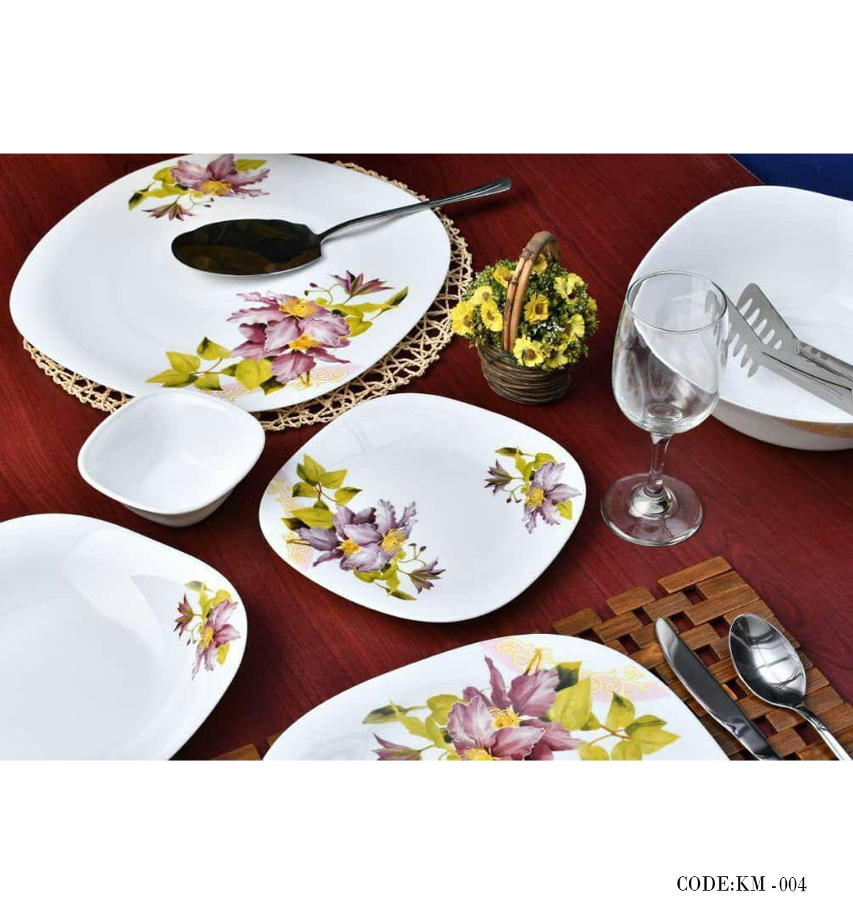 سرویس غذاخوری آرکوپال 6 نفره مدل گل بنفش