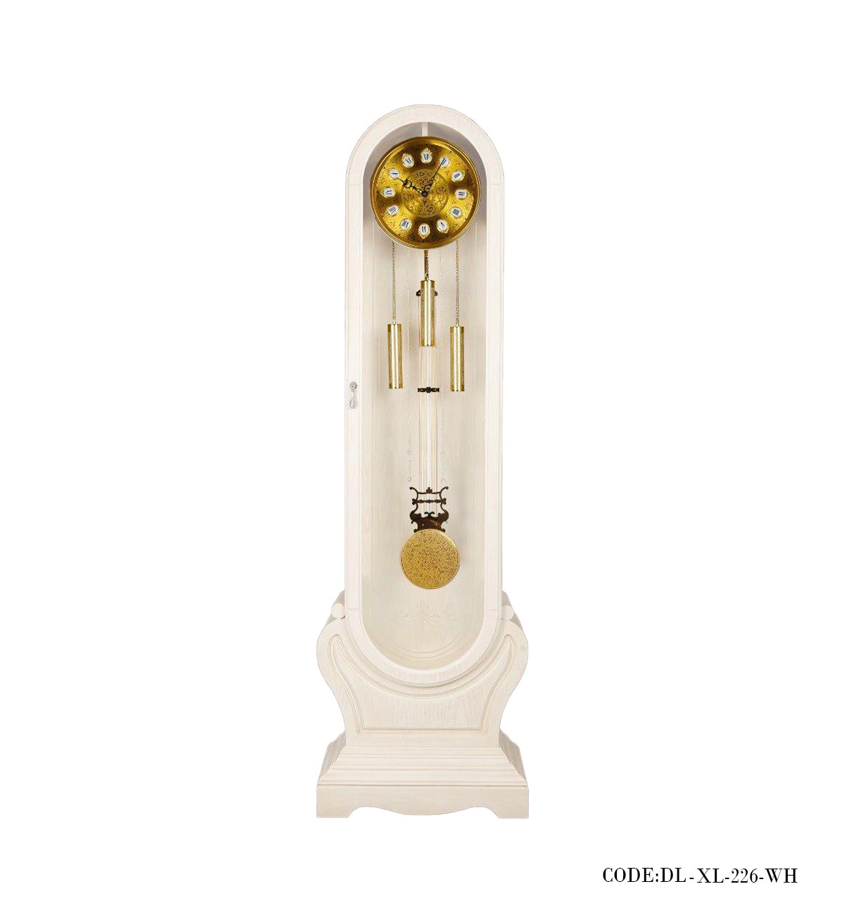 ساعت مبله چوبی مدل GRAND FATHER رنگ سفید