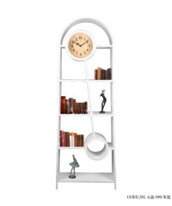 ساعت مبله چوبی و قفسه مدل ترکیبی رنگ سفید