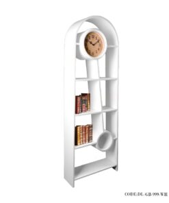ساعت مبله چوبی و قفسه مدل ترکیبی رنگ سفید