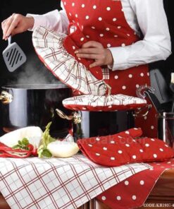 ست آشپزخانه کامل عروس طرح خالدار قرمز