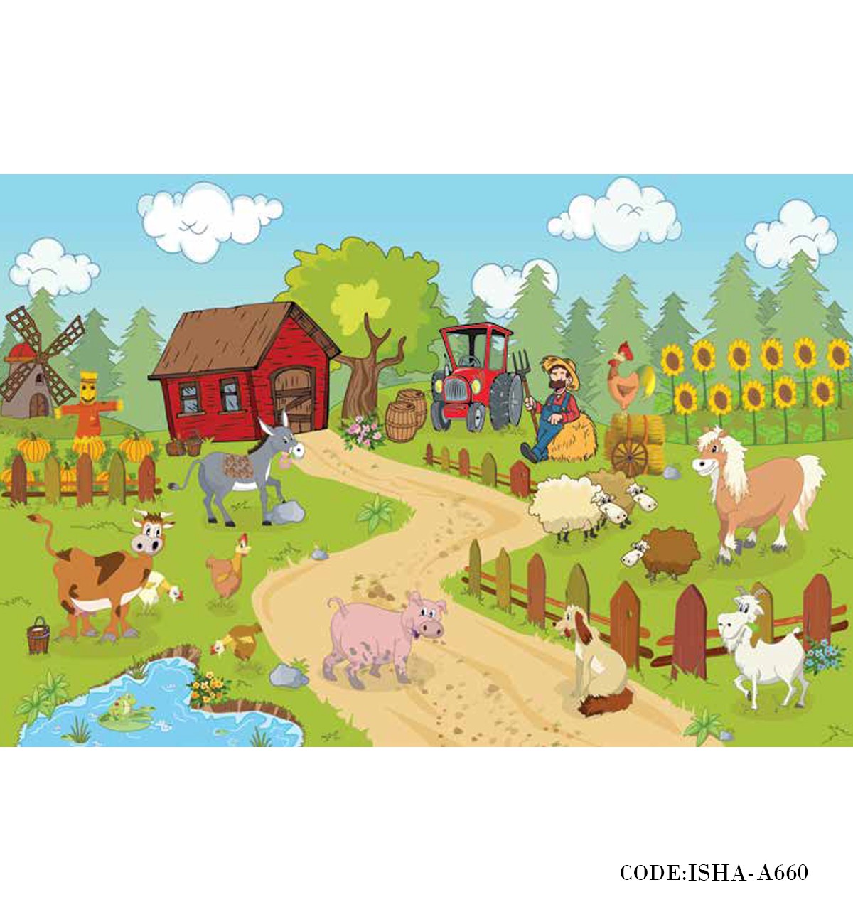 پوستر کاغذی دیواری کودکانه مدل مزرعه