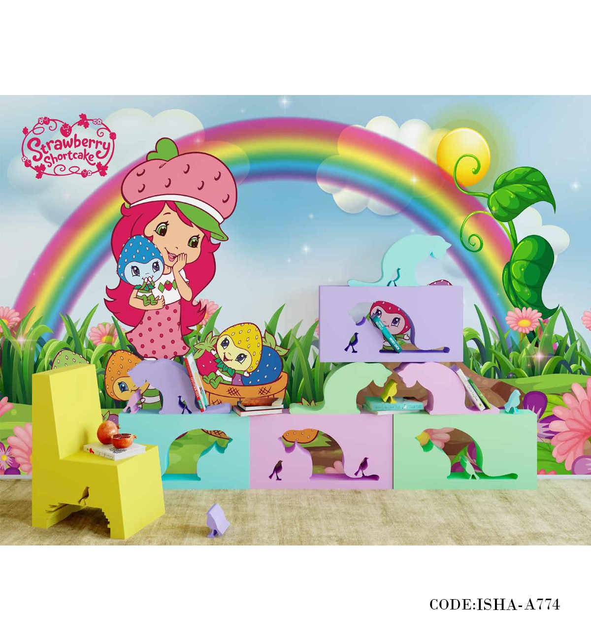 پوستر کاغذی کودکانه مدل دختر توت فرنگی 2