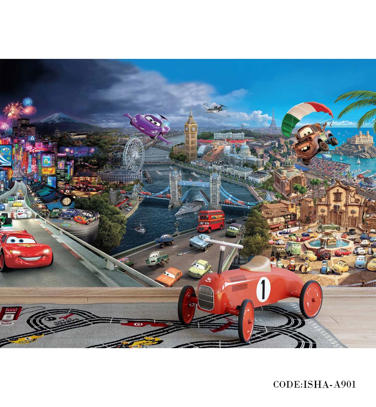 پوستر کاغذی پسرانه مدل شهر ماشین ها