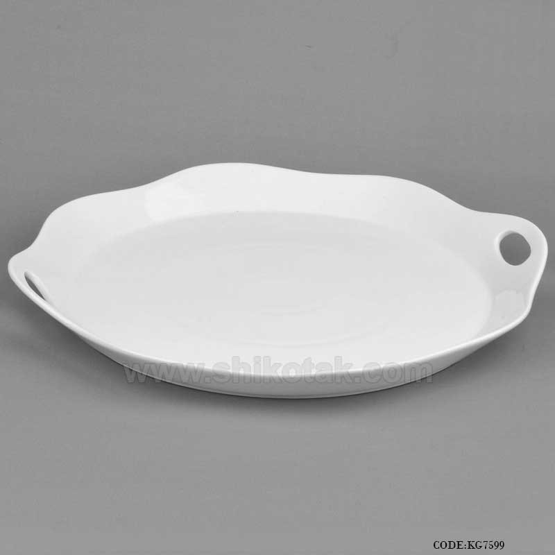 سینی سرامیکی دسته دار گرد