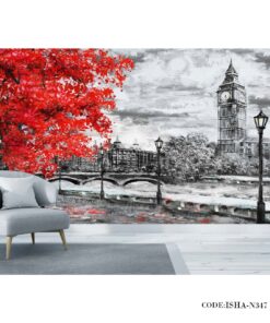 پوستر دیواری پارچه ای اتاق خواب مدل برج ساعت