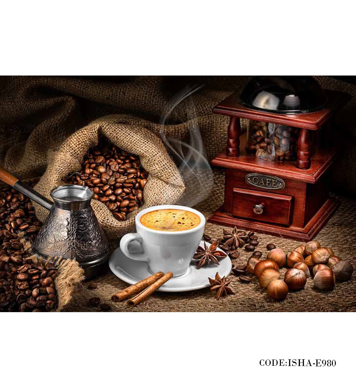 پوستر مخصوص کافی شاپ پارچه ای دیواری مدل دانه قهوه