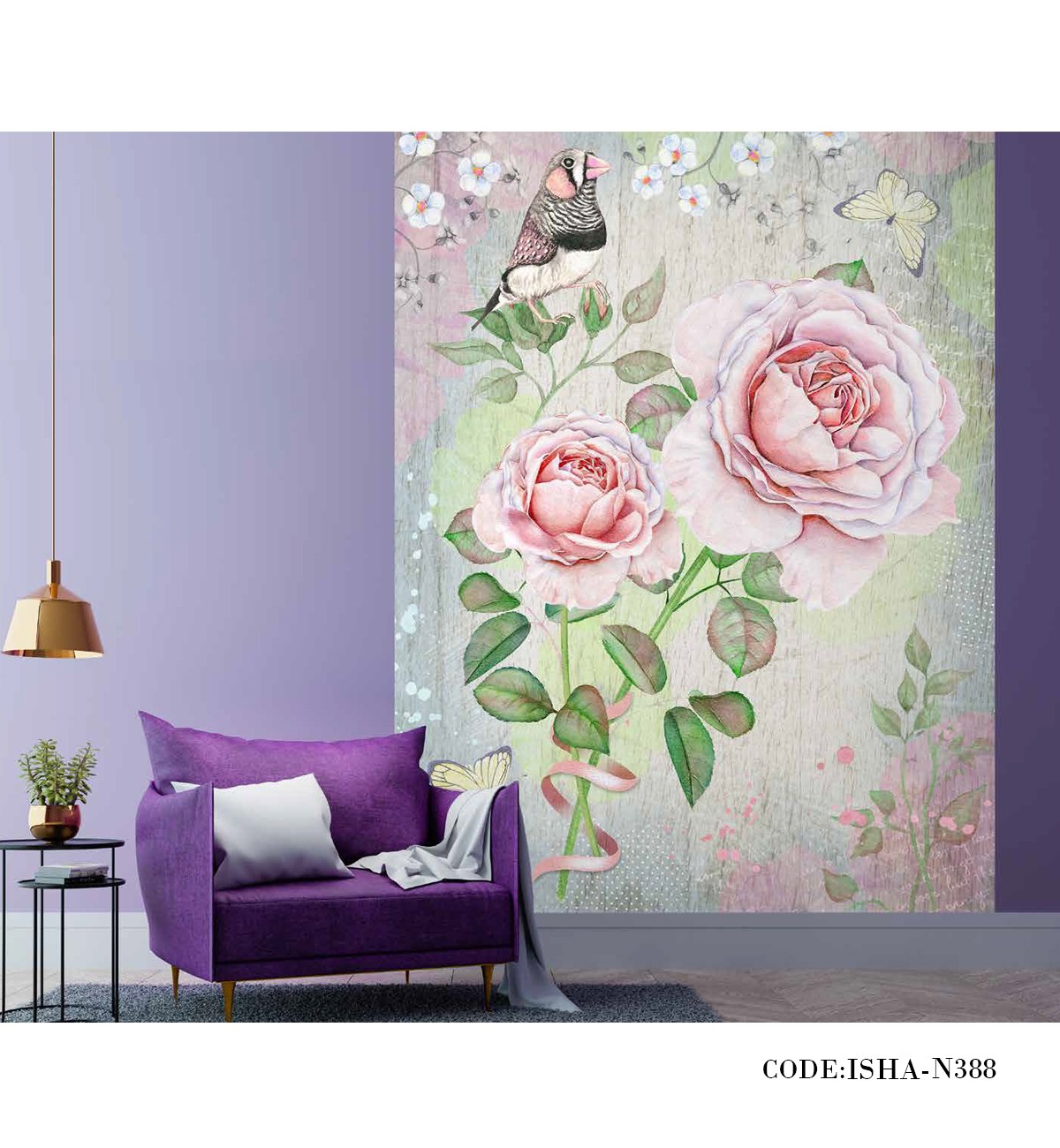 پوستر دیواری پارچه ای گل صورتی مدل شیدا