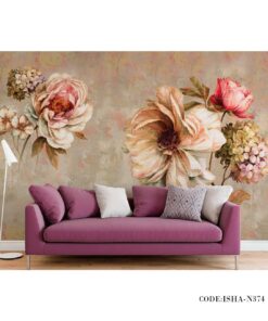 پوستر گل دیواری پارچه ای طرح گل درشت