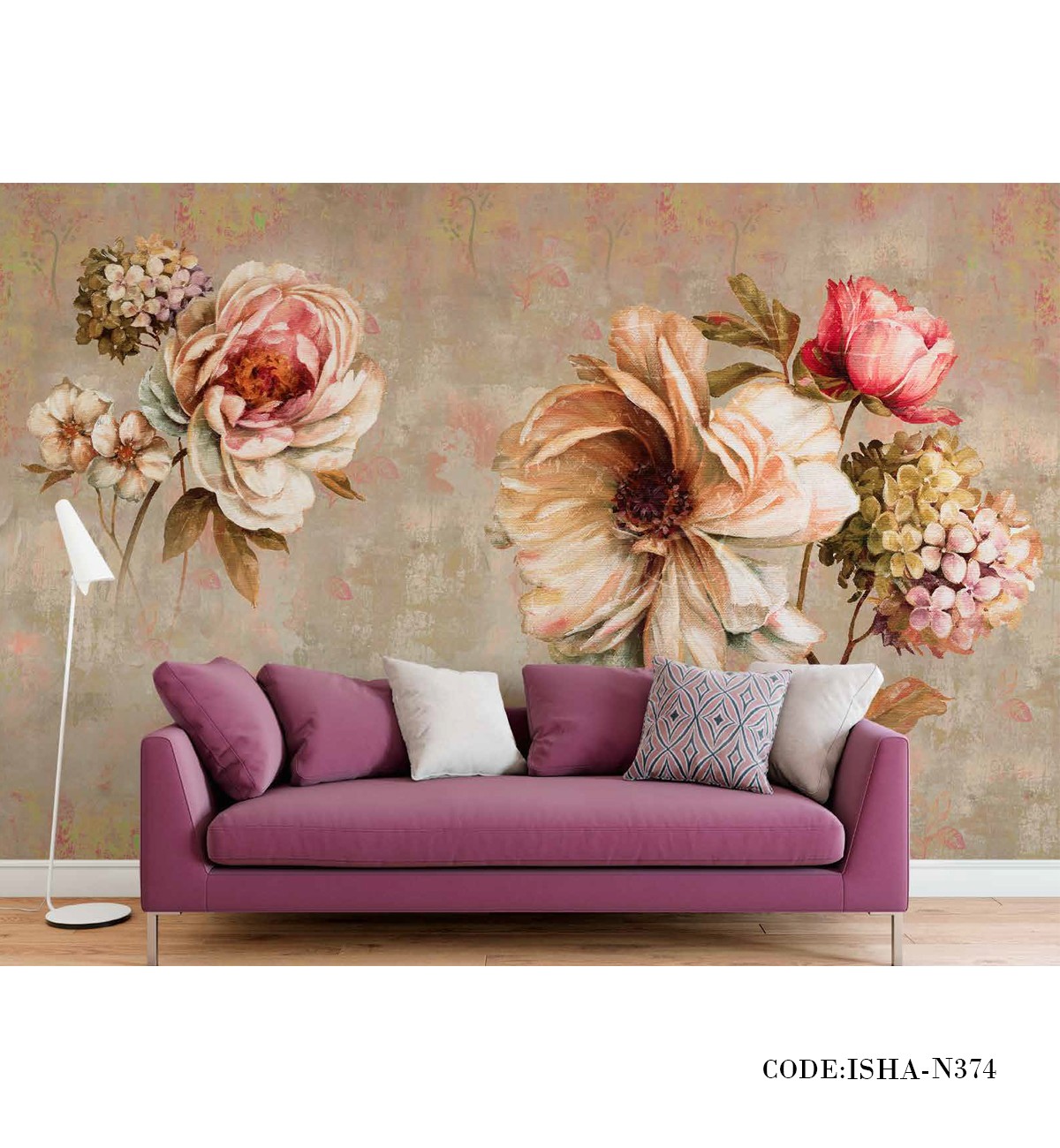 پوستر گل دیواری پارچه ای طرح گل درشت