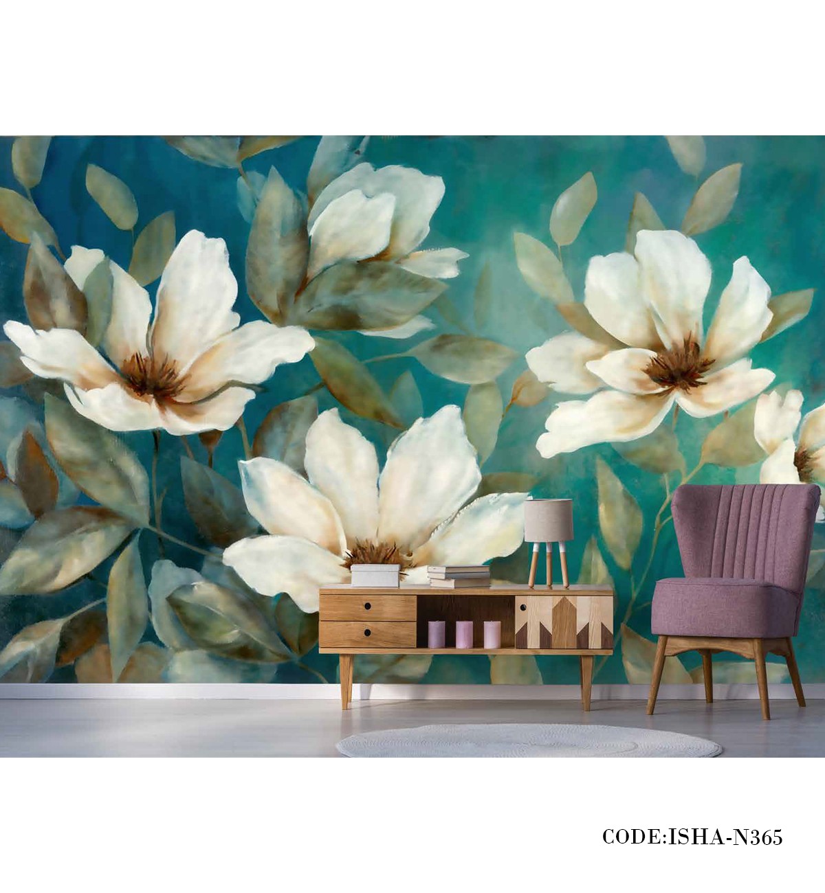 پوستر دیواری پارچه ای گل طرح گل سفید